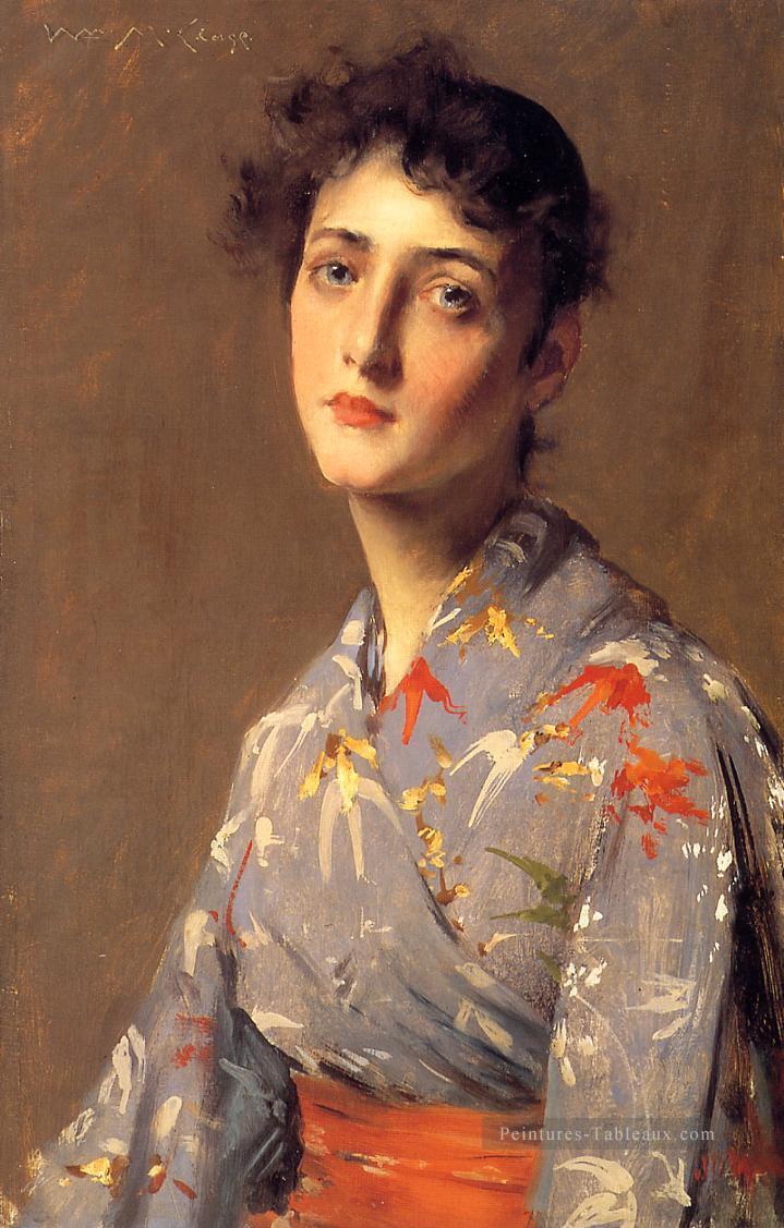 Fille dans un Kimono japonais William Merritt Chase Peintures à l'huile